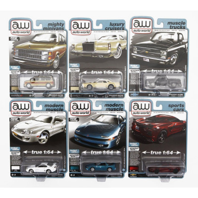 AUTOWORLD DODGE SET ASSORTMENT 6 PIECES - VARIOUS 1/64