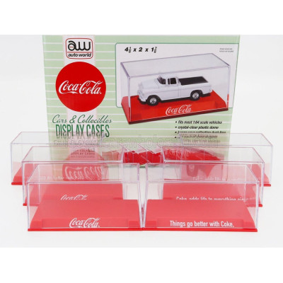 AUTOWORLD VETRINA DISPLAY BOX SET 6X BASE ROSSA - COCA-COLA BASE RED FOR 1/64 - Lungh.LENGHT cm 10.5 X Largh.WIDTH cm 5.0 X Alt.