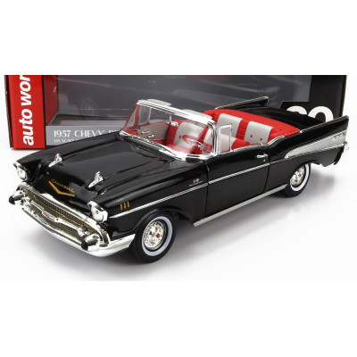 AUTOWORLD CHEVROLET BEL AIR CABRIOLET - SPIDER 1955 - 007 JAMES BOND - Dr. NO  - LICENZA DI UCCIDERE - BLACK 1/18