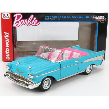 AUTOWORLD CHEVROLET BEL AIR CABRIOLET OPEN 1957 - AQUA BLUE 1/18