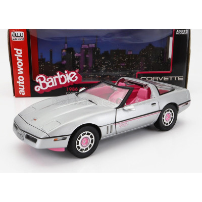 AUTOWORLD CHEVROLET CORVETTE SPIDER OPEN 1986 - BARBIE - SILVER PINK 1/18