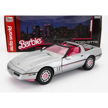 AUTOWORLD CHEVROLET CORVETTE SPIDER OPEN 1986 - BARBIE - SILVER PINK 1/18