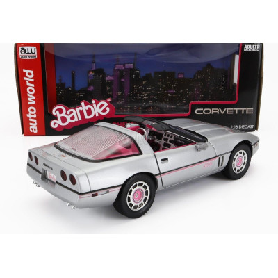 AUTOWORLD CHEVROLET CORVETTE SPIDER OPEN 1986 - BARBIE - SILVER PINK 1/18
