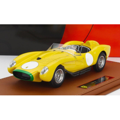 BBR MODELS FERRARI 250TR TESTAROSSA N 0 SPIDER 1957 - CON VETRINA - WITH SHOWCASE - YELLOW 1/18