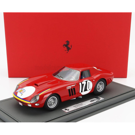 BBR MODELS FERRARI 250 GTO COUPE N 170 TOUR DE FRANCE 1964 ANNIE SOISBAULT - NICOLE ROURE - CON VETRINA - WITH SHOWCASE - RED 1/