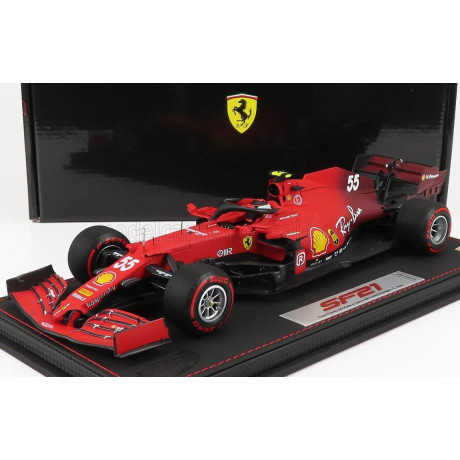 BBR MODELS FERRARI F1 SF21  TEAM SCUDERIA FERRARI MISSION WINNOW N 55 5th EMILIA ROMAGNA ITALY GP - SOFT RED TIRES 2021 CARLOS S