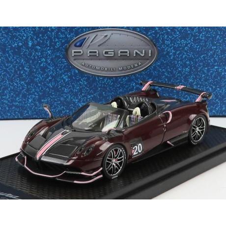 BBR MODELS PAGANI HUAYRA BC N 20 ROADSTER 2017 - BLACK CARBON - RED 1/43