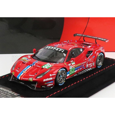 BBR MODELS FERRARI 488 GTE EVO 3.9L TURBO V8 TEAM RISI N 82 LMGTE PRO CLASS 24h LE MANS 2020 S.BOURDAIS - J.GOUNON - O.PLA - RED