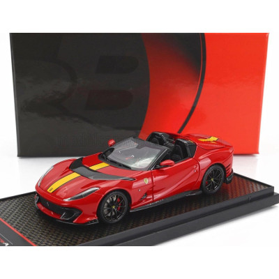 BBR MODELS FERRARI 812 COMPETIZIONE A SPIDER 2022 - BLACK WHEELS - ROSSO CORSA 322 - RED YELLOW 1/43