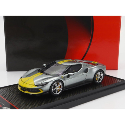 BBR MODELS FERRARI 296 GTB ASSETTO FIORANO 2022 - GRIGIO CORBURN - GREY YELLOW 1/43