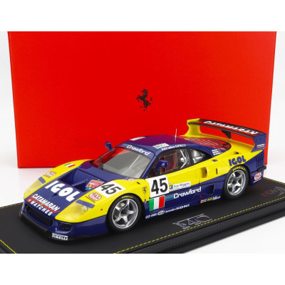 BBR MODELS FERRARI F40 GTE 3.5L TURBO V8 TEAM ENNEA SRL IGOL N 45 24h LE MANS 1996 J.M.GOUNON - E.BERNARD - P.BELMONDO - YELLOW