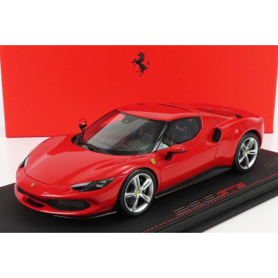 BBR MODELS FERRARI 296 GTB HYBRID 830HP V6 2021 - CON VETRINA - WITH SHOWCASE - ROSSO CORSA 322 - RED 1/18
