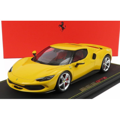 BBR MODELS FERRARI 296 GTB HYBRID 830HP V6 2021 - CON VETRINA - WITH SHOWCASE - GIALLO MODENA - YELLOW 1/18