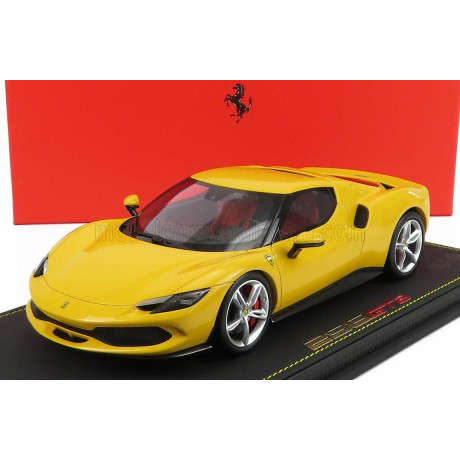 BBR MODELS FERRARI 296 GTB HYBRID 830HP V6 2021 - CON VETRINA - WITH SHOWCASE - GIALLO MODENA - YELLOW 1/18
