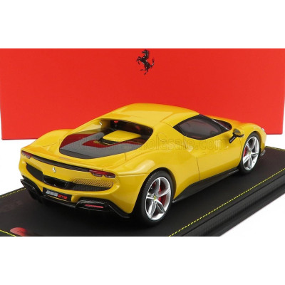 BBR MODELS FERRARI 296 GTB HYBRID 830HP V6 2021 - CON VETRINA - WITH SHOWCASE - GIALLO MODENA - YELLOW 1/18