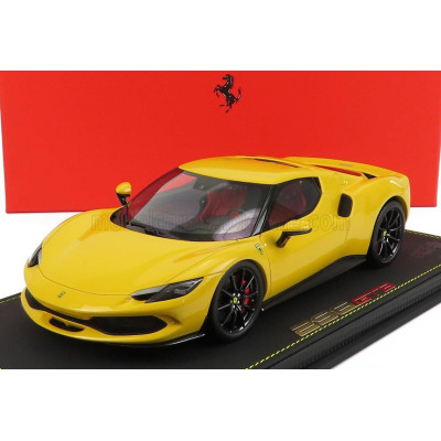 BBR MODELS FERRARI 296 GTB HYBRID 830HP V6 2021 - CON VETRINA - WITH SHOWCASE - GIALLO MODENA - YELLOW 1/18