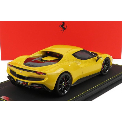 BBR MODELS FERRARI 296 GTB HYBRID 830HP V6 2021 - CON VETRINA - WITH SHOWCASE - GIALLO MODENA - YELLOW 1/18