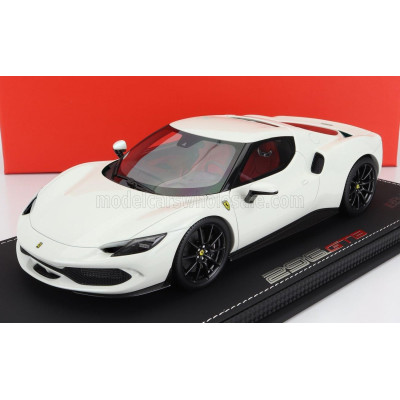 BBR MODELS FERRARI 296 GTB HYBRID 830HP V6 2021 - CON VETRINA - WITH SHOWCASE - BIANCO AVUS - WHITE 1/18