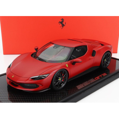 BBR MODELS FERRARI 296 GTB HYBRID 830HP V6 2021 - CON VETRINA - WITH SHOWCASE - ROSSO F1-75 - MATT RED 1/18