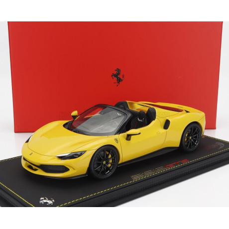 BBR MODELS FERRARI 296 GTS SPIDER 2022 - CON VETRINA - WITH SHOWCASE - GIALLO MODENA - YELLOW 1/18