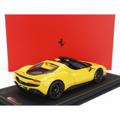 BBR MODELS FERRARI 296 GTS SPIDER 2022 - CON VETRINA - WITH SHOWCASE - GIALLO MODENA - YELLOW 1/18
