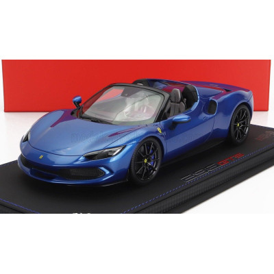 BBR MODELS FERRARI 296 GTS SPIDER 2022 - CON VETRINA - WITH SHOWCASE - BLUE CORSA 1/18