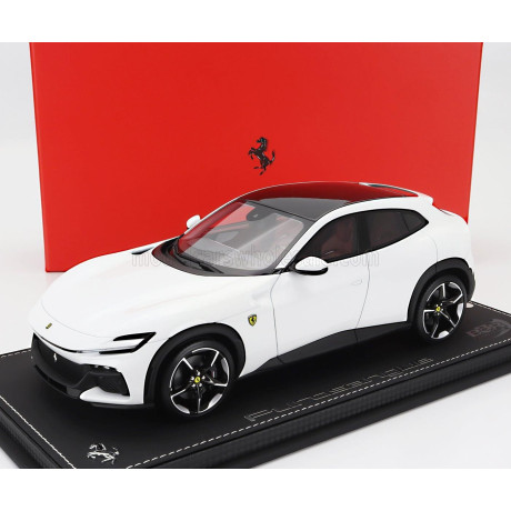 BBR MODELS FERRARI PUROSANGUE SUV 2022 - CON VETRINA - WITH SHOWCASE - BIANCO CERVINO - WHITE MET 1/18
