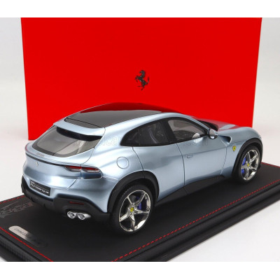 BBR MODELS FERRARI PUROSANGUE SUV 2022 - CON VETRINA - WITH SHOWCASE - GRIGIO ALLOY - BLUE GREY MET 1/18