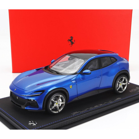 BBR MODELS FERRARI PUROSANGUE SUV 2022 - CON VETRINA - WITH SHOWCASE - BLU CORSA - BLUE MET 1/18