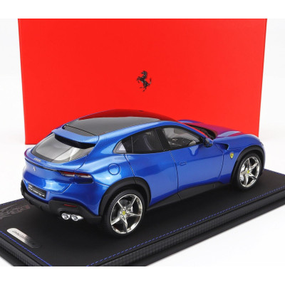 BBR MODELS FERRARI PUROSANGUE SUV 2022 - CON VETRINA - WITH SHOWCASE - BLU CORSA - BLUE MET 1/18