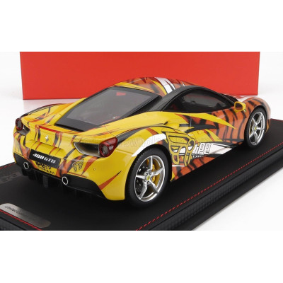 BBR MODELS FERRARI 458 GTB IPE TIGER 2021 - CON VETRINA - WITH SHOWCASE - YELLOW ORANGE BLACK 1/18