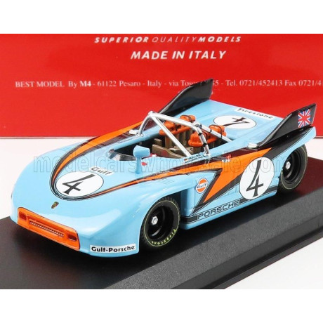BEST MODEL PORSCHE 908/3 SPIDER N 4 TARGA FLORIO 1971 P.RODRIGUEZ - H.MULLER - LIGHT BLUE ORANGE 1/43