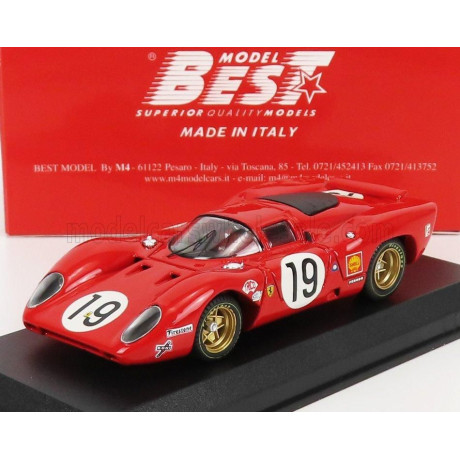 BEST MODEL FERRARI 312P 3.0L V12 COUPE TEAM SEFAC N 19 24h LE MANS 1969 C.AMON – P.SCHETTY - RED 1/43