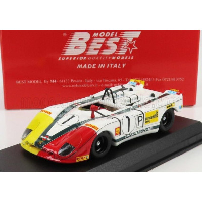 BEST MODEL PORSCHE 908/02K FLUNDER N 1 1000km NURBURGRING 1970 G.LARROUSSE - H.MARKO - WHITE RED YELLOW 1/43