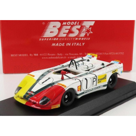 BEST MODEL PORSCHE 908/02K FLUNDER N 1 1000km NURBURGRING 1970 G.LARROUSSE - H.MARKO - WHITE RED YELLOW 1/43