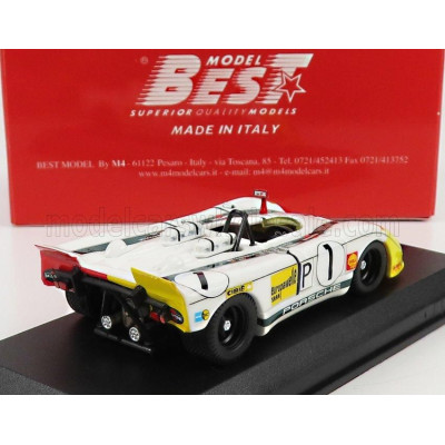 BEST MODEL PORSCHE 908/02K FLUNDER N 1 1000km NURBURGRING 1970 G.LARROUSSE - H.MARKO - WHITE RED YELLOW 1/43