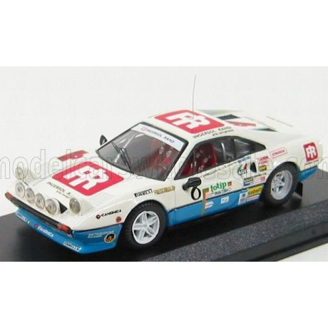BEST MODEL FERRARI 308 GTB N 8 RALLY ELBA 1984 AMATI - ORMEZZANO - WHITE BLUE 1/43