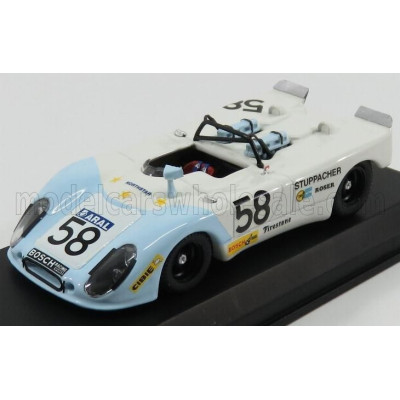 BEST MODEL PORSCHE FLUNDER N 58 24h LE MANS 1972 ROSER - STUPPACHER - WHITE LIGHT BLUE 1/43