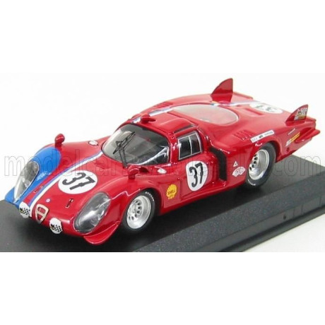 BEST MODEL ALFA ROMEO 33.2 COUPE N 37 LE MANS 1968 PILETTE - SLOTEMAKET - RED BLUE 1/43
