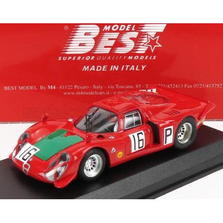 BEST MODEL ALFA ROMEO 33.2 N 16 NURBURGRING 1968 I.GIUNTI - N.GALLI - RED GREEN 1/43