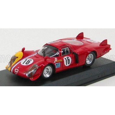 BEST MODEL ALFA ROMEO 33.2 CODA LUNGA N 16 PROVE SPA 1968 T.PILETT - RED YELLOW 1/43