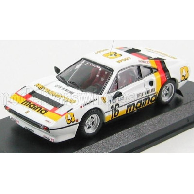 BEST MODEL FERRARI 308 GTB N 16 RALLY DEI LAGHI 1984 - WHITE YELLOW 1/43