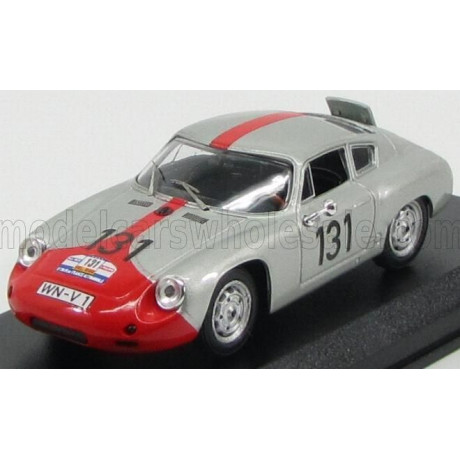 BEST MODEL PORSCHE ABARTH N 131 TOUR DE FRANCE 1961 WALTER - STRAHLE - SILVER RED 1/43