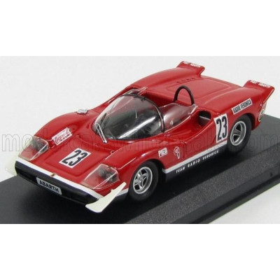BEST MODEL FIAT ABARTH 2000S SPIDER TEAM RADIO VERONICA N 23 SILVERSTONE 1969 E.SWART - RED 1/43
