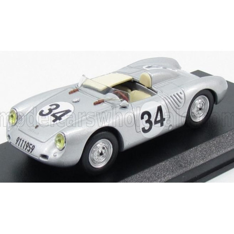 BEST MODEL PORSCHE 550RS SPIDER N 33 24h LE MANS 1957 STOREZ - CRAWFORD - SILVER 1/43