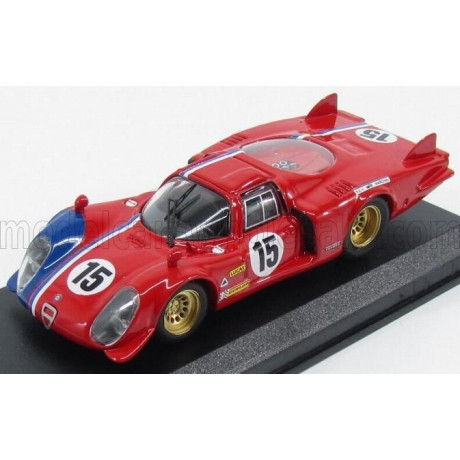 BEST MODEL ALFA ROMEO 33.2 LM N 15 TEST 24h LE MANS 1969 PILETTE - SLOTEMAKER - RED BLUE 1/43