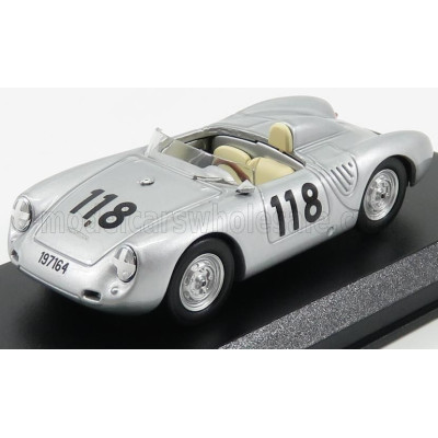 BEST MODEL PORSCHE 550RS SPIDER N 118 2nd TARGA FLORIO 1959 - SILVER 1/43