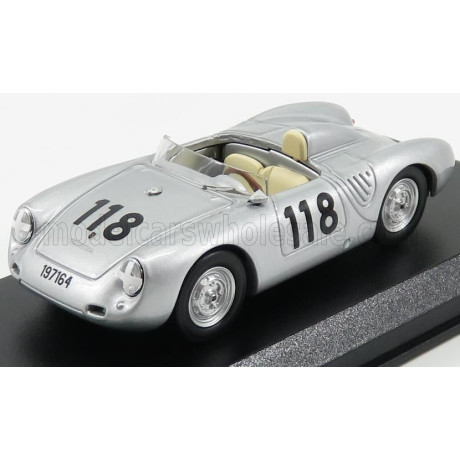 BEST MODEL PORSCHE 550RS SPIDER N 118 2nd TARGA FLORIO 1959 - SILVER 1/43