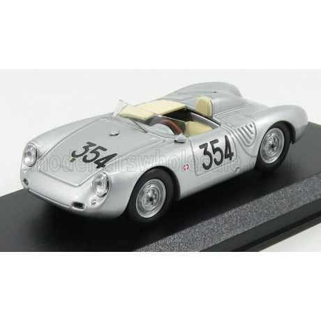 BEST MODEL PORSCHE 550RS SPIDER N 354 MILLE MIGLIA 1957 HEINZ SCHILLER - SILVER 1/43