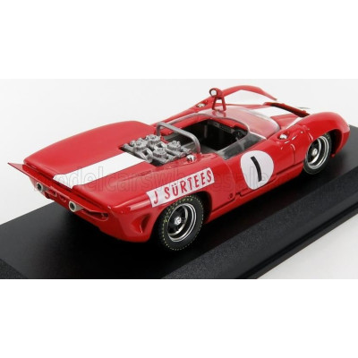 BEST MODEL LOLA T70 MKII SPIDER N 1 WINNER BRANDS HATCH GUARD TROPHY 1966 J.SURTEES - RED WHITE 1/43
